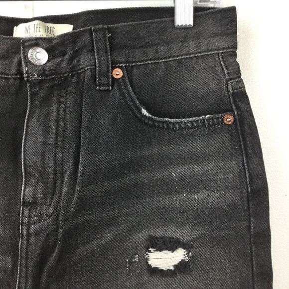 Free People (We the Free) Black‎ Distressed Denim Mini Skirt, Size 26 - Picture 3 of 10